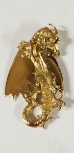 Dragon Or jaune, yeux rubis, en pendentif,